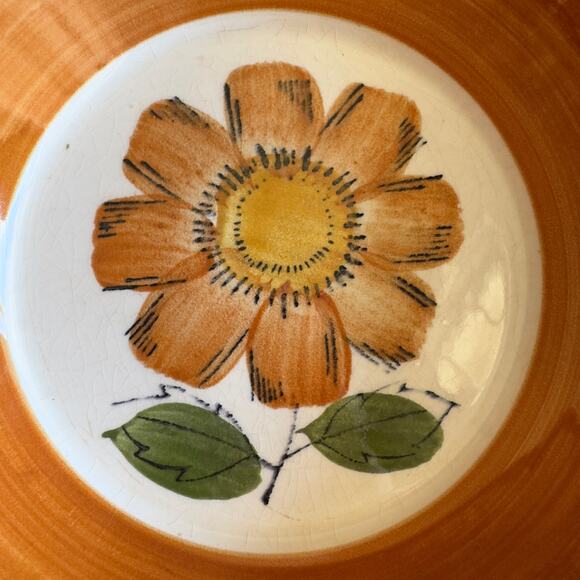 Vintage Rossini Ironstone Serving Bowl Orange Flower Hand Painted Japan MCM - Picture 2 of 8